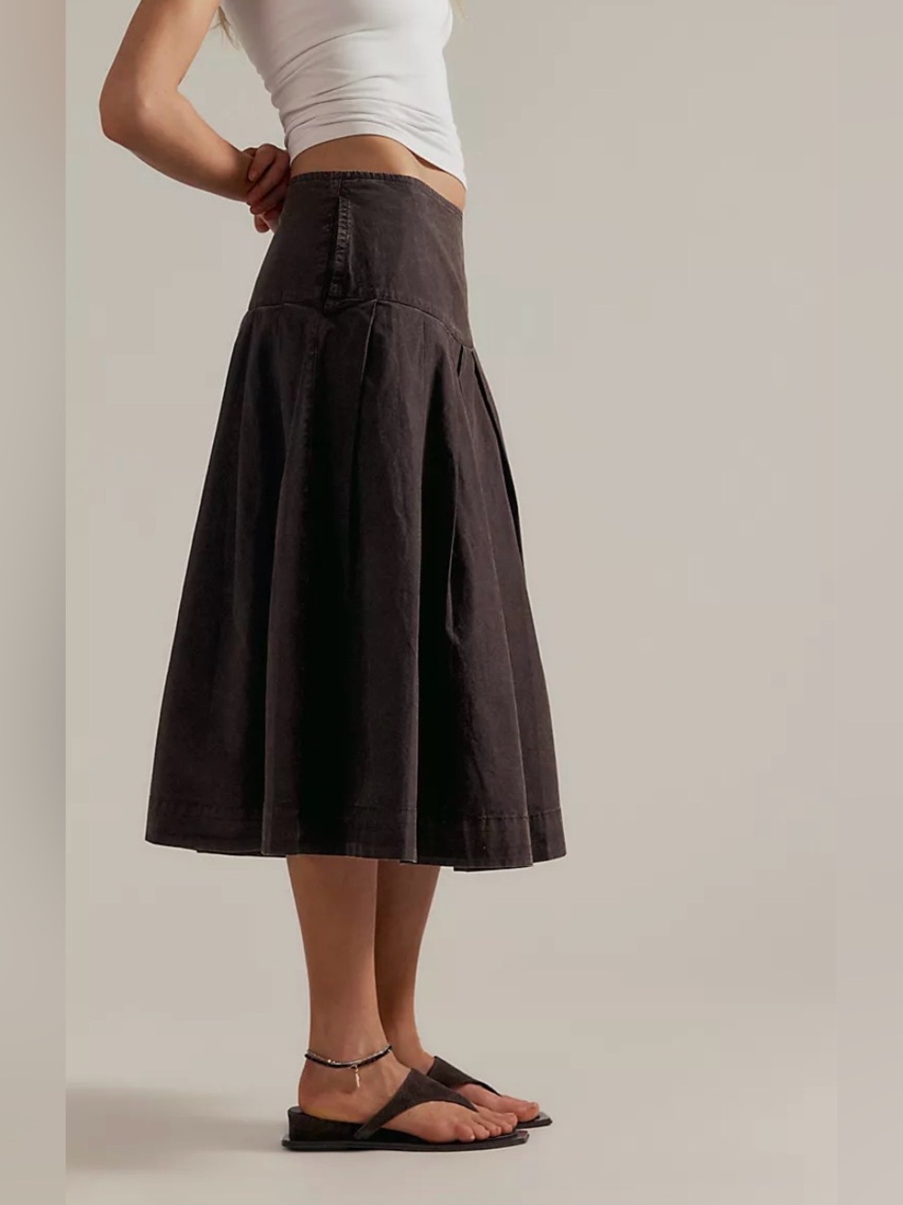 Free People We The Free Skipper Pleated Chino Midi Skirt